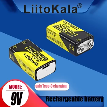 2 ЕЛЕМЕНТА LiitoKala USB-9V 1100mAh батерия Type-C USB Батерията е литиева за Мултицет Играчка Дистанционно управление Микрофон