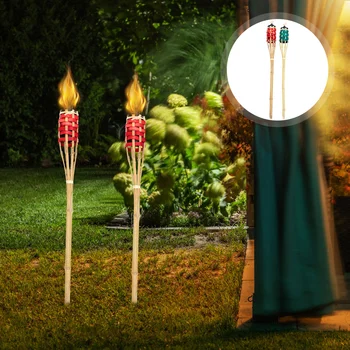 2 бр., градински маслена лампа, Бамбук огън, факел за вътрешен двор, на улицата огън, Пейзаж, Оформление на партита от комари, Мигающее украса