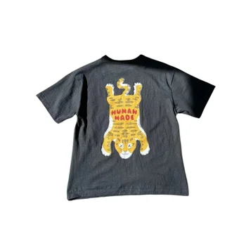 2023 Модни дрехи за Мъже, Лятна тениска от памук човешкото производство, Жълта фланелка с тигровым принтом Оверсайз
