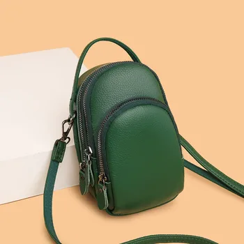 2023 Нов дамски Дизайнерски и Луксозен Мини-чантата е от мека кожа, Голям Капацитет, Трислоен в Чантата си за телефон, Модерна чанта през рамо с едно рамо