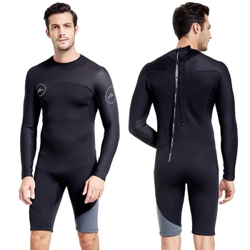 3 мм Неопреновый водолазный костюм, мъжки едно парче топло трико с дълъг ръкав и слънцезащитен крем, костюм за сърф, водни спортове, ветроходство, костюм за гмуркане