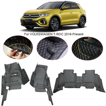 3D Пълен Съраунд За Volkswagen T-ROC 2018-2025 Авто Подложка За подови настилки, Облицовки За Краката, Изкуствена Кожа, Водоустойчив, Килим, Автоаксесоари