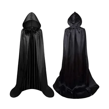 59 См, костюм за Хелоуин, дъждобран смърт, черно наметало смърт, дъждобран дявола, размер L, дължина 1.5 м, подходящ за улиците, комплект от 2 теми