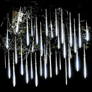 8 Тръби, led лампа за метеоритного дъжд, Празнична гирлянда, Водоустойчив, Страхотна Градински декор, Градинска венец, Коледна украса