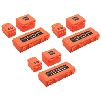 9 Бр. Пластмасова кутия за съхранение на радиоуправляеми коли Инструмент За Traxxas Trx4 Axial Scx10 90046 D90 1/10 Аксесоари за дистанционно управление, верижни машини Оранжево