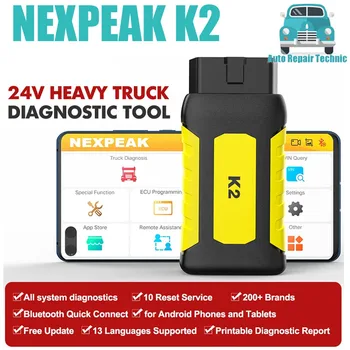 NEXPEAK K2 Диагностичен скенер за тежки камиони OBD2 VCI Полносистемное Диагностично устройство За Калибриране на клъстера DPF Седельного трактор NEXPEAK K2