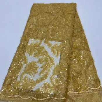 NRFN43 златен цвят, африканска лейси плат с пайети, цена по цена на производителя, вышитое френското тюлевое дантела за парти и сватбена рокля