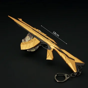 Valorant Weapon Vandal Araxys Златен 18 см Метален ключодържател с модела на оръжието, игри периферна дисплей с картечница, Подаръци, играчки за деца