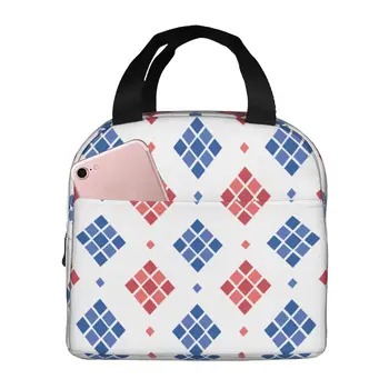 Абстрактна геометрична чанта за обяд с диаманти, изолиран обяд-бокс, Многофункционални чанти-тоут за обяд, Множество термосумка-хладилник