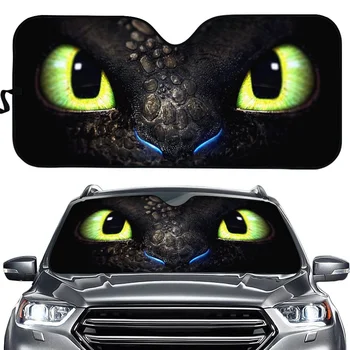 Автомобилни Аксесоари Приручите очите на дракона с 3D чертеж, автоматично козирка от ултравиолетови лъчи и топлина на предното стъкло, здрав сенника на предното стъкло на автомобила