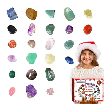 Адвент-календар с благородни камъни, Детски колекции с камъни, Камъчета, Полиран чакъл, Календари броене на Коледа, Пълен с Рок