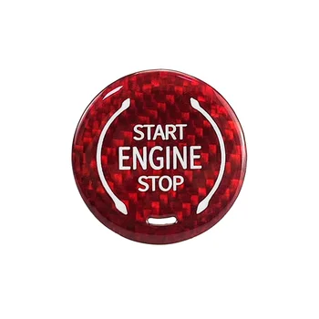 Бутон за стартиране на двигателя от въглеродни влакна, Бутон за изключване, за да стартирате двигателя, Капака Бутон за запалване за Chevy Corvette C8 2020 2021 2022, червен