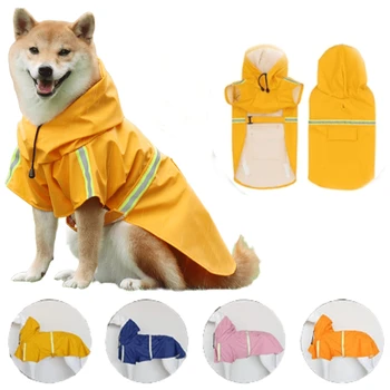 Ветрозащитный дъждобран за голямо куче с дъждобран с качулка за домашни любимци, стил пелерина, Светоотражающая ивица, облекло за кучета