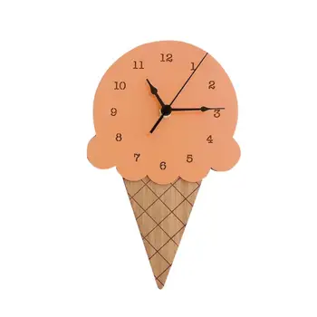 Дървени стенни часовници във формата на сладолед, арабски цифри, декорация за дома, хол, офис