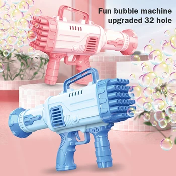 Електрически пистолет за сапунени мехурчета с 32 дупки, детска играчка, Автоматична машина за създаване на сапунени мехурчета, С лек подарък За деца, Лятна Вентилатор за сапунени мехури на открито