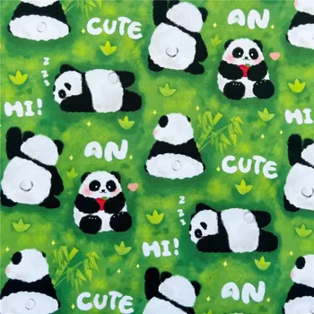 Зелена поляна, Гигантска панда, памучен плат, Мозайка шиене, Мозайка шиене, ризата 