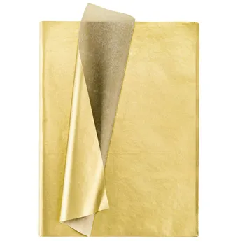 Златна Подвижния хартия, 100 Листа Метална подарък опаковъчна хартия за украса за рожден Ден, годишнина, Свети Валентин