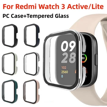 Калъф за КОМПЮТЪР, Стъклена За Xiaomi Redmi Watch 3 Active Smartwatch, Защитно фолио за екрана, Калъф-броня за Redmi Watch3Active/Watch 3 Lite Cover
