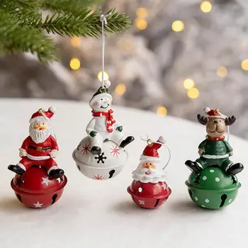 Коледна Камбанка Дядо Коледа, Окачен Интериор, 3D Смола, Снежен човек във формата На Лос, Коледна Елха, Украса за огледала за обратно виждане, Окачване, Вечерни Аксесоари, Подарък