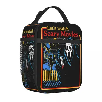 Кричащее Лицето на Духа Часовници Scream Изолирано чанта за обяд Филми на ужасите Контейнер за обяд Многофункционален термоохладитель Bento Box