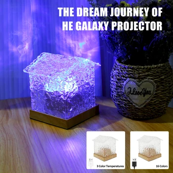 Лампа за проектор Galaxy с Дистанционно Управление 16 Цвята Регулируема Яркост, Подсветка Тъчпад Водна Вълна, 4 Режима на Осветление, Led Лампа за проектор