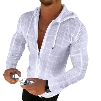 Лятна мода hoody с качулка без ръкав/дълъг/къс ръкав, тениска с цип, Ежедневни плажната солнцезащитная облекло в клетка с отворена шевове