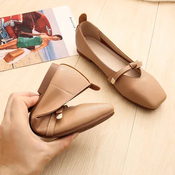 Модерни и Луксозни Дизайнерски тънки обувки Sense; Новост Есента 2023 г.; Дамски обувки на плоска подметка с Квадратни Пръсти и фин Пръсти подметка