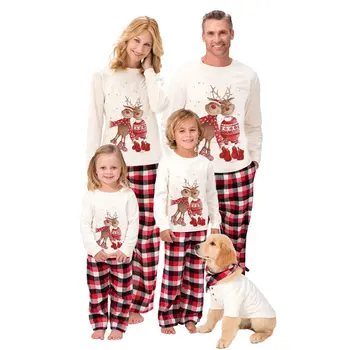 Набор от семейни коледни пижам За Майки с Елени, Деца, Възрастни, Деца, Еднакви комплекти за семейството си на Коледа 2023, Коледна пижама, Семейна облекло