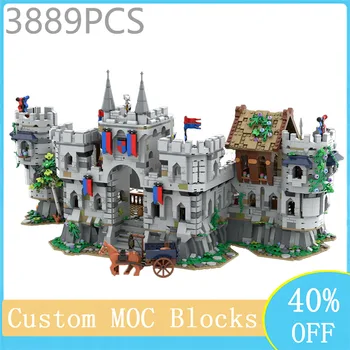 Нов 3889 бр. MOC Европейския средновековен вид навън Модел на замъка Ленъкс направи си САМ Творчески идеи Ретро детска играчка, подарък блокове за рожден Ден