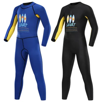 Нов детски едно парче костюм за гмуркане от неопрен с дебелина 2 мм, слънцезащитен крем с дълъг ръкав, хавлии за Плаж, водни спортове, Топъл костюм за сърф 2023