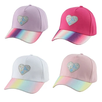 Нови Детски шапки от Слънцето с бродерия във формата на Сърце, детска шапка за момичета, бейзболна шапка-шапка за деца, детска бейзболна шапка