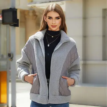 Ново дизайнерско дамско Модно палто, Бархатное, с дълъг ръкав и яка с ревери, однотонное, Свободно, с цип, в западен стил, дамско палто за есента