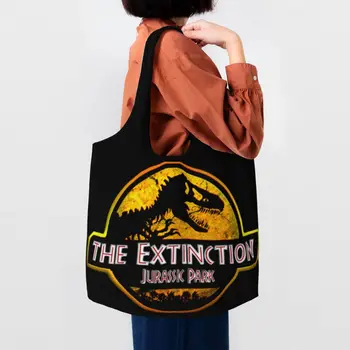 Обичай Свят на Динозаврите Джурасик Паркове период Холщовая Пазарска Чанта Дамски Здрава Голям Капацитет За Пазаруване в Хранителни Магазини, Чанти-Тоут, Чанта