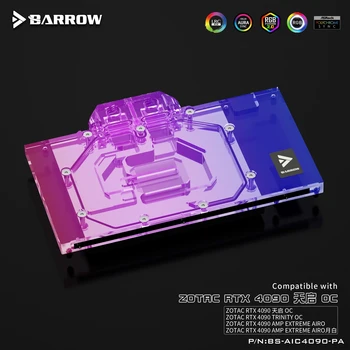 Охладител за вода BARROW за ZOTAC GeForce RTX 4090 Trinity OC/AMP Extreme AIRO/GPU графична карта с Меден охлаждащ Блок ARGB BS-AIC4090-PA