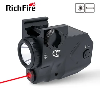 Пистолетен фенер Richfire Cree XML2 LED 1000LM и червен 650 nm лазер с функция за светлинни ефекти Оръжеен фенер за оръжеен коллиматорного поглед