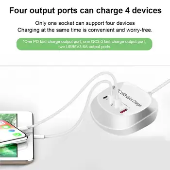 Портове USB Зарядно устройство Hub 20 W PD QC3.0 Бързо Зареждане на 3,0 Телефон Зарядно Устройство за Бързо Зареждане на Адаптер Станция За iPhone, Samsung, Huawei