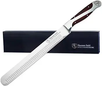 Разделочный Нож, X50CrMoV15 от ковано желязо с Германската Високо Стомана за Месо с Четириъгълна дръжка от Паккавуда - Идеална за Рязане на гърдите K