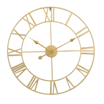 Стенни часовници, с Големи метални стенни часовници, Европейски декоративни часовници за дома, хол, спалня, кухня (Златен ембрион, златни