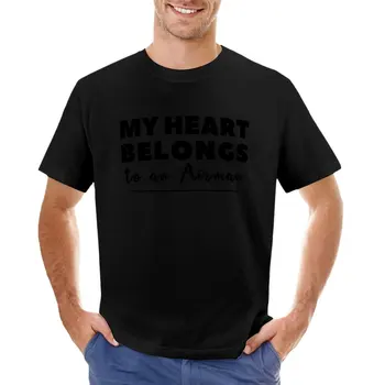 Сърцето ми принадлежи на пилот, тениска за мама за рождения ден на пилота, мъжка тениска за момче, красиви върхове, прости бели тениски за мъже