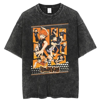 Тениска с Японското Аниме Haikyuu, Мъжки Ежедневни Реколта тениска с Принтом, мъжка Лятна памучен тениска Унисекс, Потници, Тениска тениска