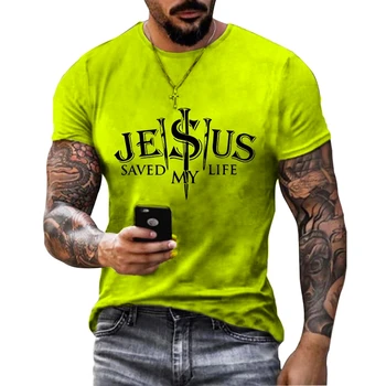 Тениски с принтом Исус, Мъжки Ризи в стил хип-хоп, Блузи, Мъжки t-shirt в Ретро стил, Ежедневни облекла в стил Харадзюку, Градинска дрехи, Мъжка риза Оверсайз 6XL