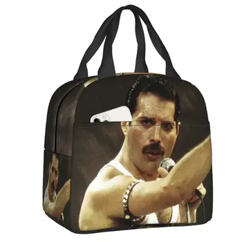 Чанта за обяд от термоизолация на Queen Rock Дамски Преносима чанта за обяд Freddie Mercury, кутия за учебната хранене, Туристически чанти за пикник