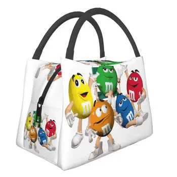 Чанта за обяд с изолация от шоколадови бонбони M & M за жени, преносим охладител с анимационни герой, кутия за Бэнто, каса за Пикник, пътуване