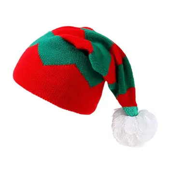 Шапка за коледно парти, празнична шапка на Дядо Коледа с плюшено шариковым интериор, ярка форма, еластичен мек подпори за фотосесии за деца и възрастни, приятна почивка