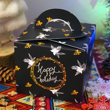 12ШТ Кутия Шоколадови Бонбони За Коледа на Звездното Небе С Шарките на Лосове Коледни Кутии Празничен Подарък на Притежателя на Контейнери За Подаръци от Крафт-хартия