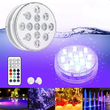 13 Подводен Led лампа, Ваза за езерото, 16 Цвята RGB IP68 Водоустойчив лампа за басейна, 21 Клавиш на радиочестотния дистанционно управление, Потопяеми осветителни тела