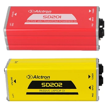 2 броя Alctron Active DI Box Преобразуване Импеданс DIBOX Професионални Етап ефекти Скоростна се свържете директно SD201 и SD202