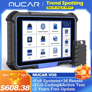 MUCAR VO8 Професионален Автомобилен Инструмент за Диагностика Obd2 Скенер Автомобилната Диагностика на ECU Кодиране Двупосочно Obd Цялостна Система 34 Нулиране