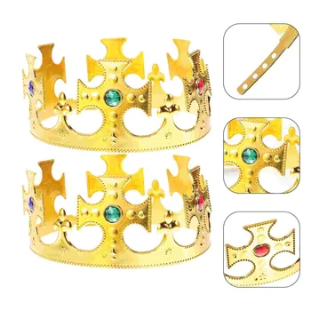 Royal Средновековна Короната на Кръст Halloween Party King Пластмасово покритие Queen Деления на Короната