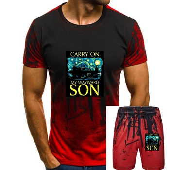 Supernatural Продължаване на Моя Непокорен син Звездна Нощ Тениска Черен Памучен Мъжки S 6Xl 011587